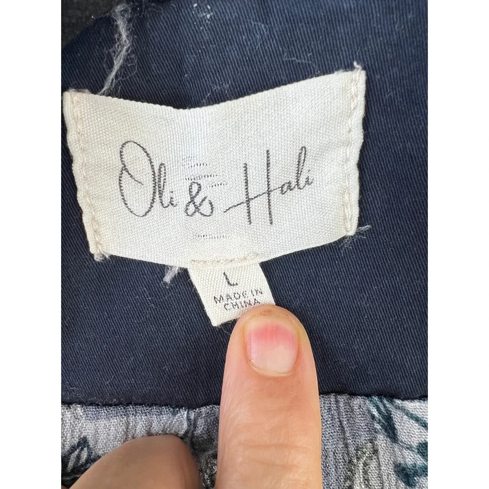 Oli and Hali Boho Military Mixed Media Blue Paisley Ruffle Jacket Size L - Picture 2 of 7